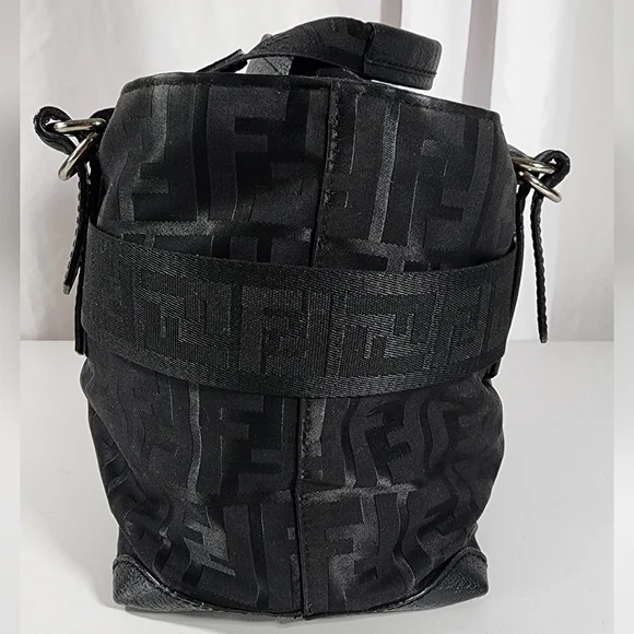 Fendi zip code hand bag. Nylon and leather